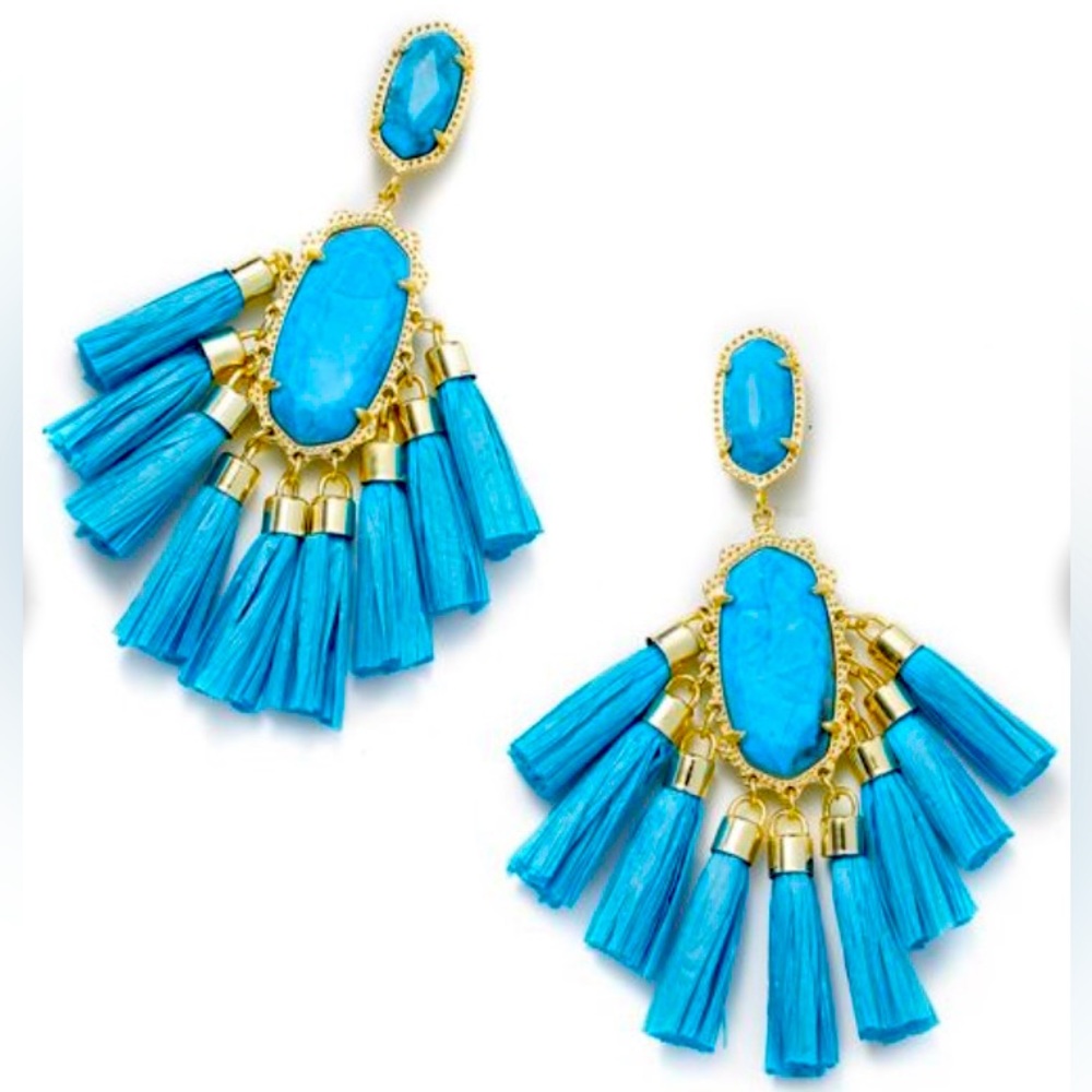 Kendra Scott Kristen Gold Statement Earrings in Aqua Howlite